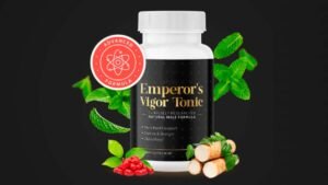 Bottles of Emperor's Vigor Tonic with text highlighting 7 hidden health benefits.