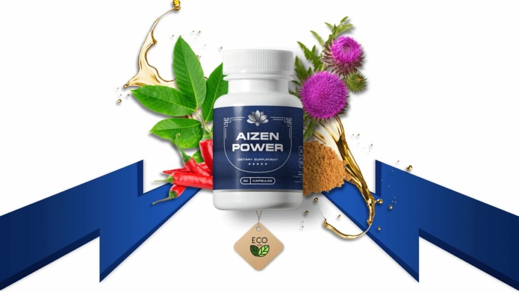 Aizen Power Capsules - A bottle of Aizen Power Capsules surrounded by energizing elements, symbolizing vitality and overcoming fatigue with 7 revitalizing tips.