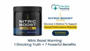 Bottle of Nitric Boost supplement for men’s health showing energy and vitality benefits