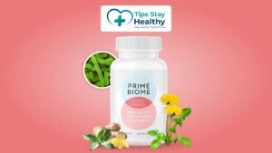 Bottle of Prime Biome supplement for bloating and fatigue relief