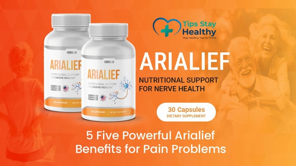Illustration showing five powerful Arialief benefits for pain relief
