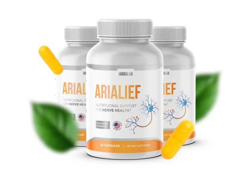 Graphic displaying 5 key benefits of using Arialief for chronic pain and joint discomfort