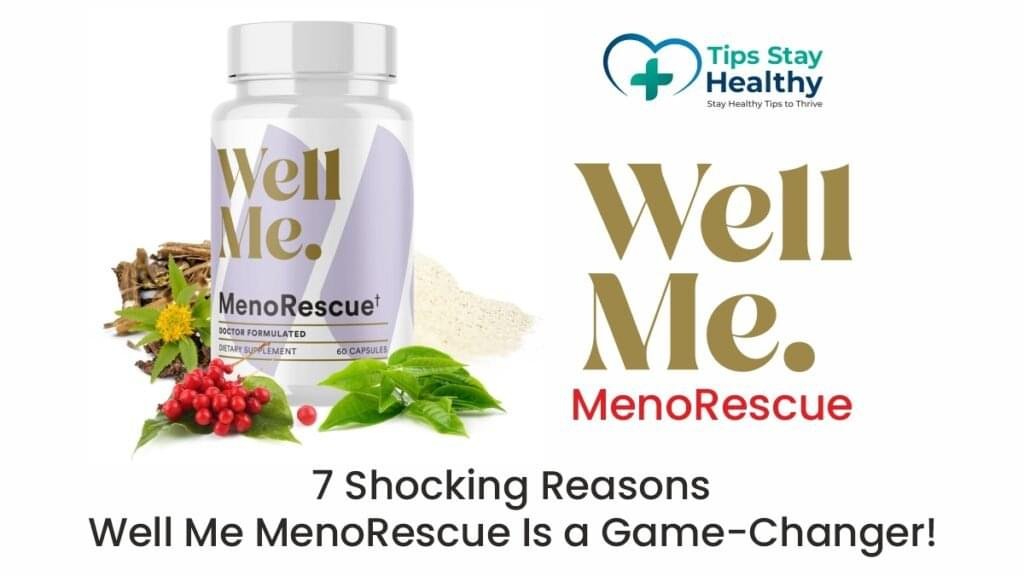 Bottle of Well Me MenoRescue supplement for menopause symptom relief and hormone balance